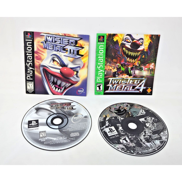 Twisted Metal 3 + 4 PlayStation 1 PS1 Authentic Manual disc fast shipping - Picture 1 of 4